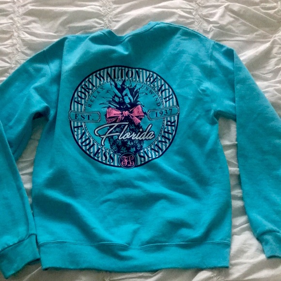 Fort Walton Beach teal crew neck sweatshirt - Picture 3 of 3